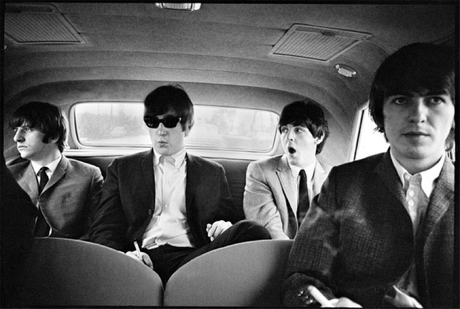 The Beatles Traveling in a Limo, 1964