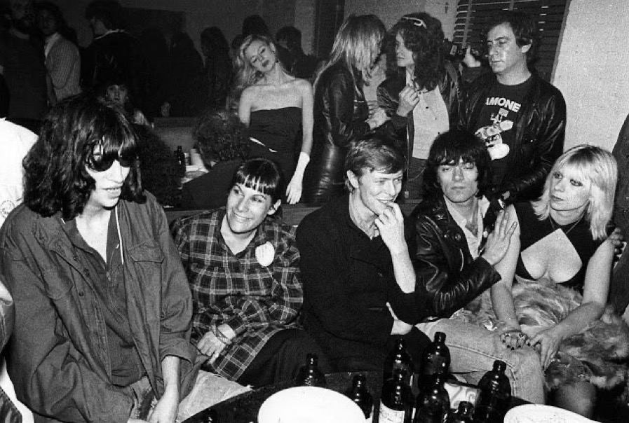 David Bowie with The Ramones at the Mudd Club in New York, 1979