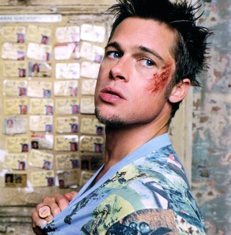 Brad Pitt During a Photoshoot as Tyler Durden for [Fight Club], 1999