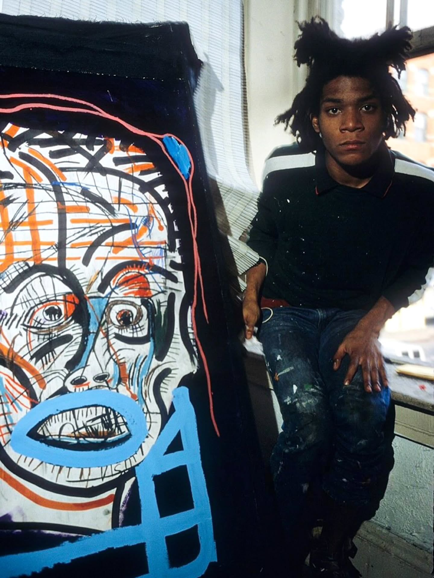 Jean-Michel Basquiat in his Soho Studio Apartment in New York by Gianfranco Gorgoni, 1982