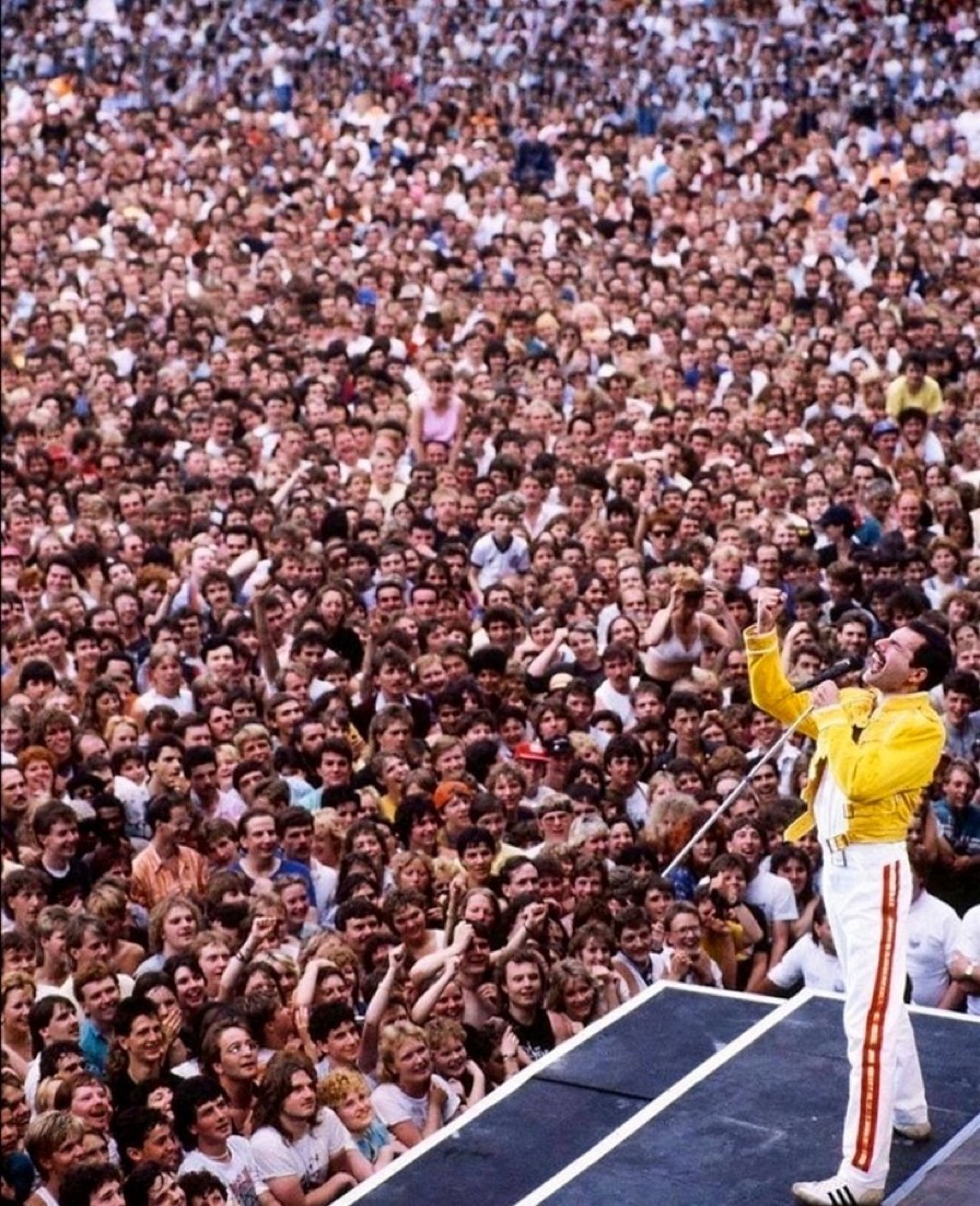 Freddie Mercury Performing with Queen at Wembley Stadium, 1986