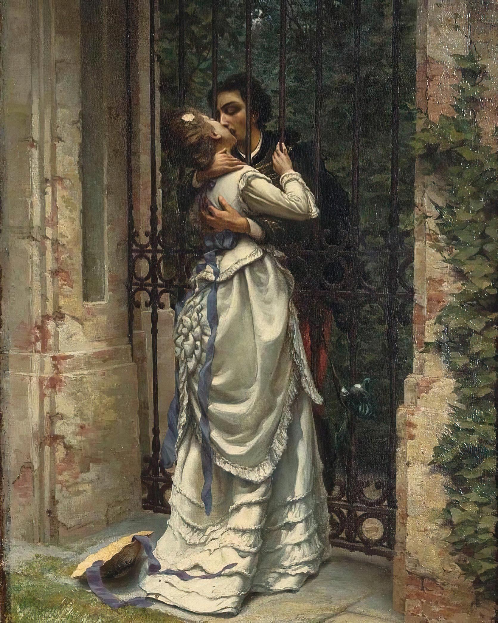[The Kiss] by Silvio Allason ,1892
